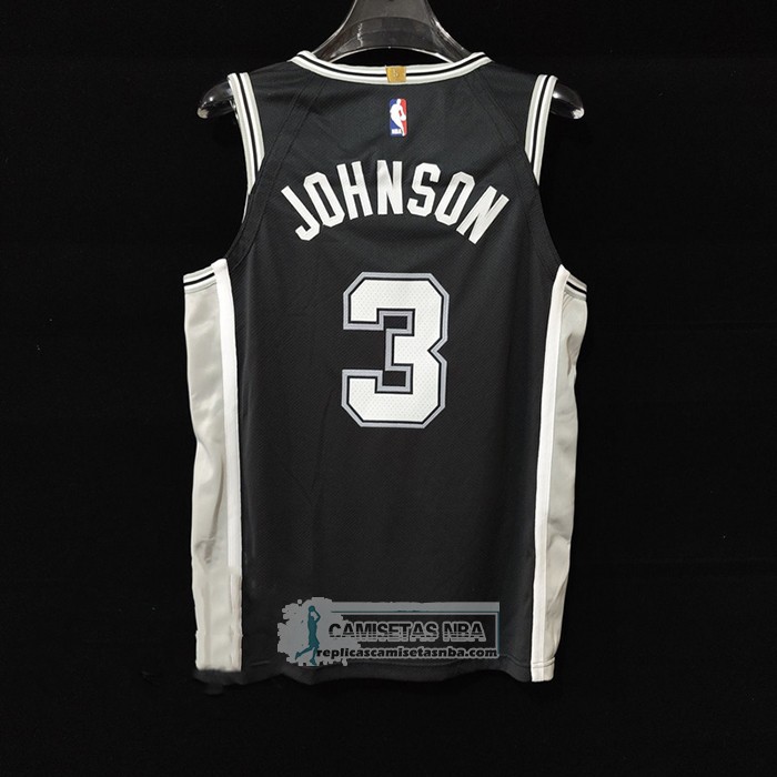 Camiseta San Antonio Spurs Keldon Johnson NO 3 Icon Autentico Negro